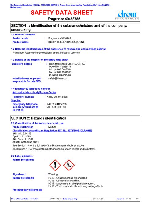 msds parfum